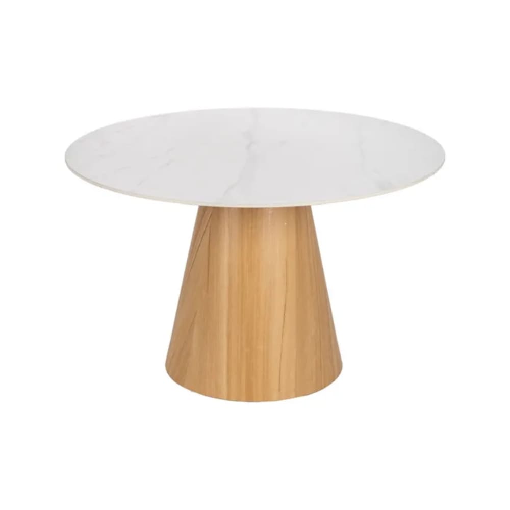 Table à manger en acier et céramique blanc  120cm