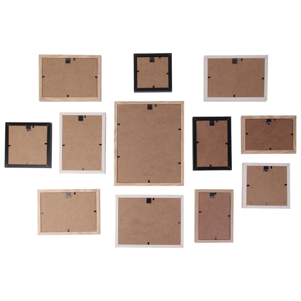 Set de 12 cadres photo multi-tailles effet bois naturel blanc et noir — vue 4