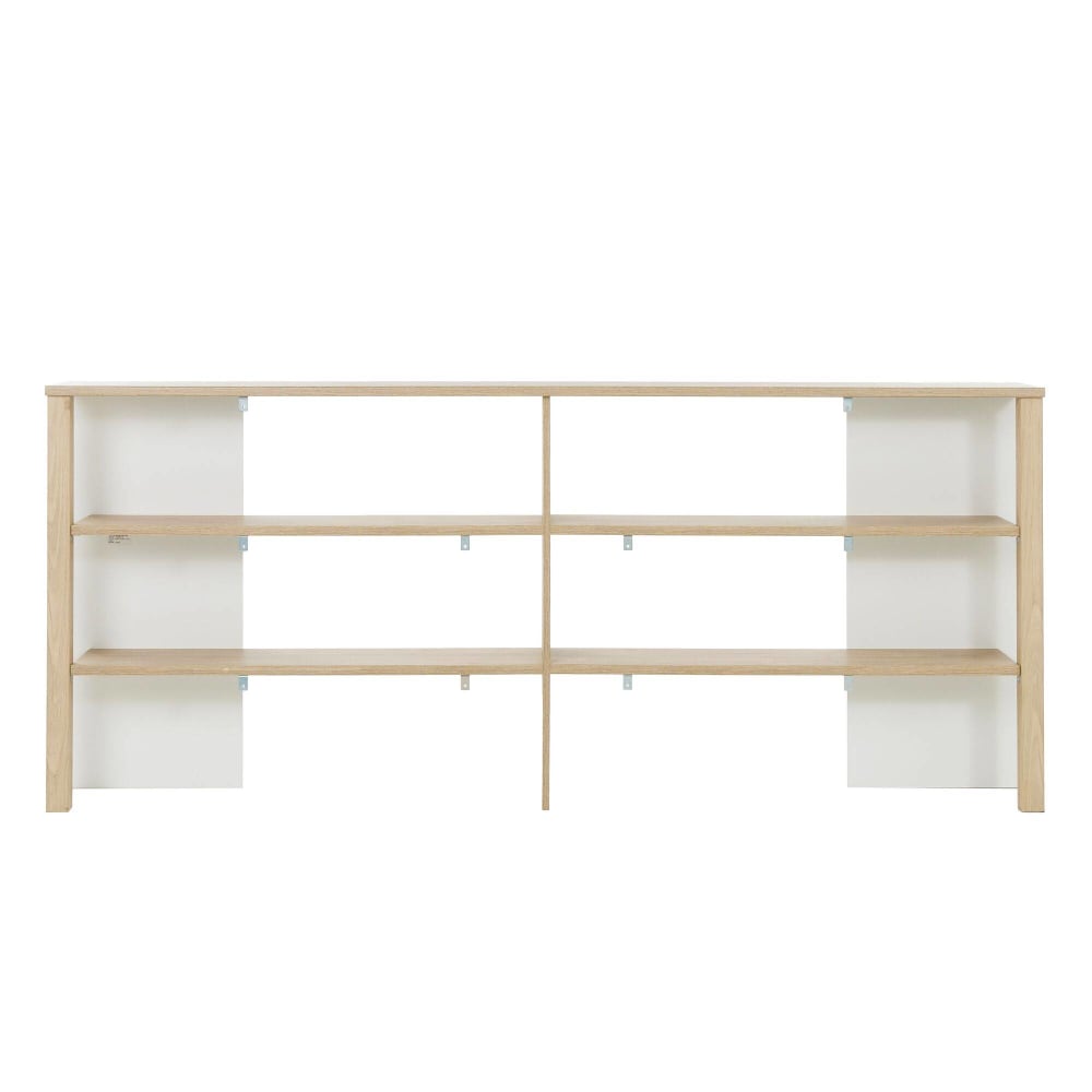 Tête de lit effet bois clair et blanc largeur 220