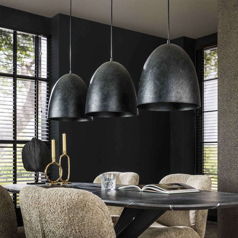 Suspension 3 lampes 125x30x150 cm en métal gris foncé - kosmy — vue 3