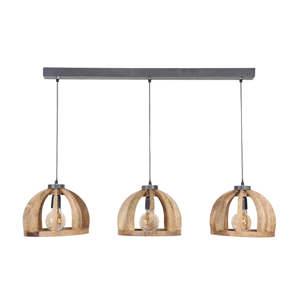 Suspension 3 lampes 120x30x150 cm en manguier naturel — vue 4