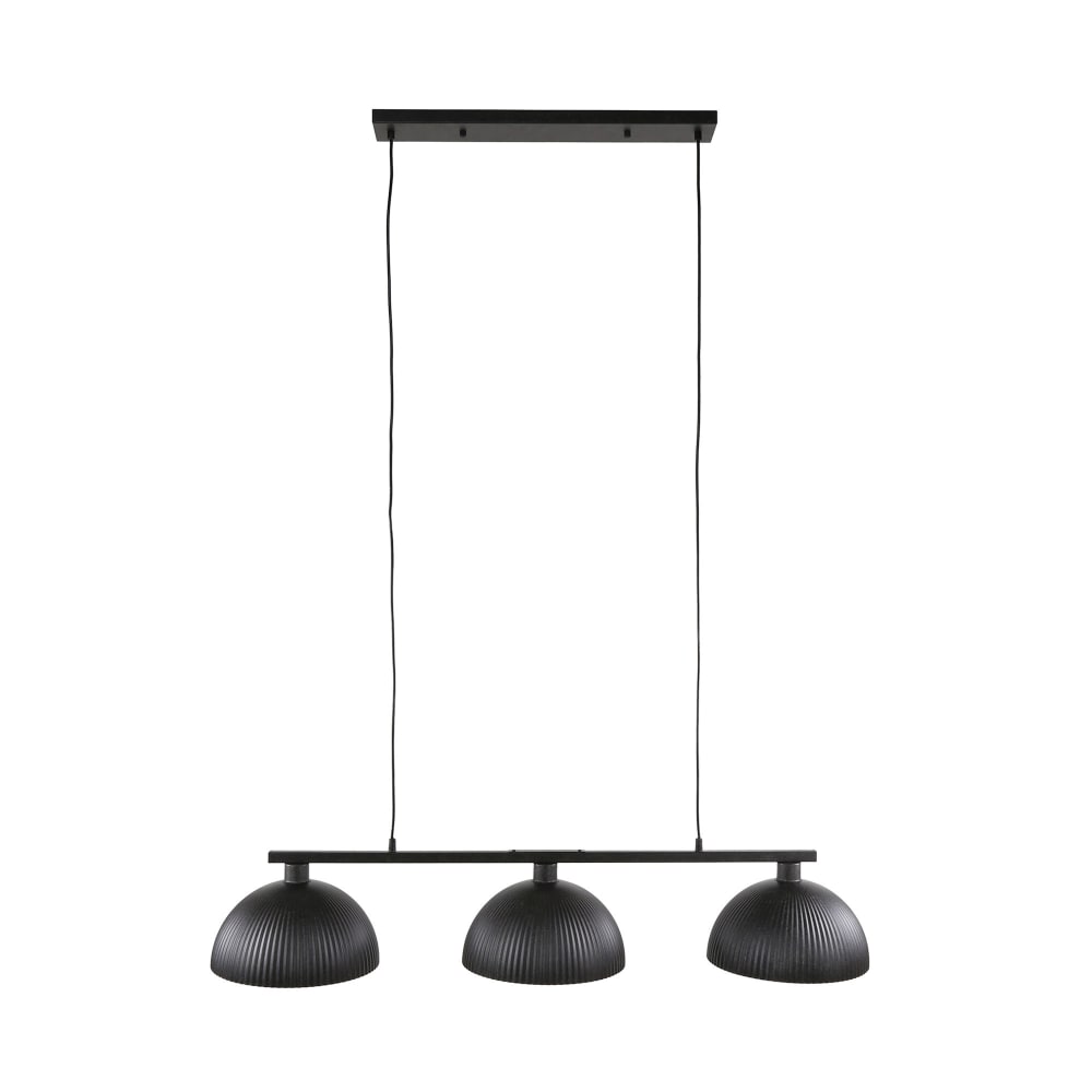 Suspension 3 lampes 120x30x150 cm en métal noir et doré — vue 4