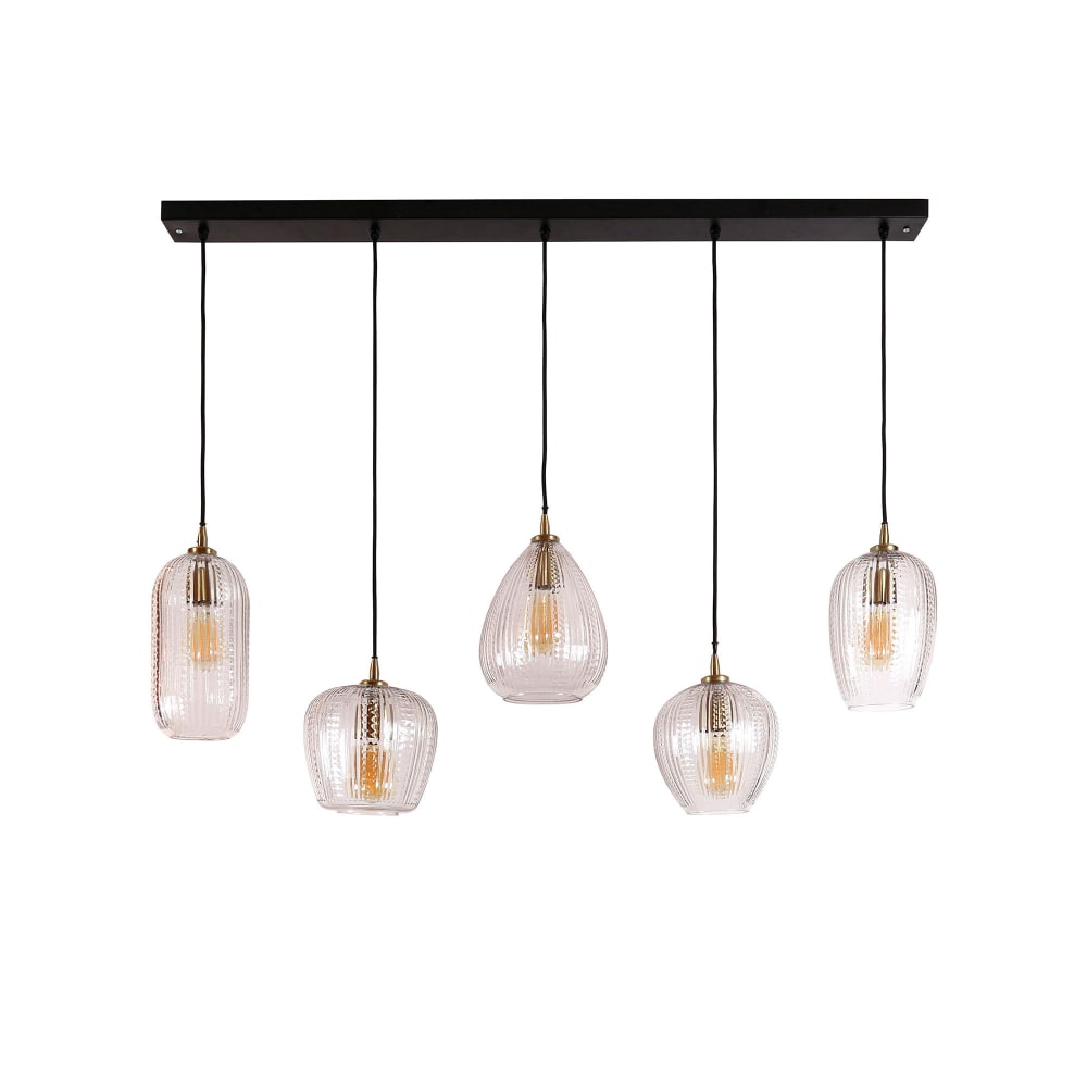 Suspension 5 lampes 120x20x150 cm en verre et métal — vue 4
