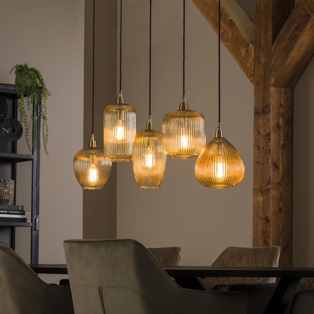 Suspension 5 lampes 120x20x150