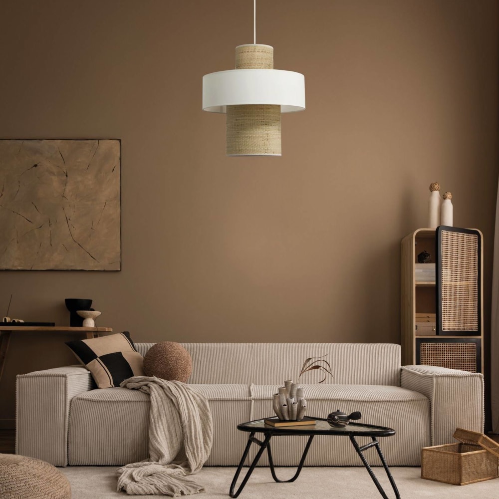 Suspension tube jute naturelle et blanc — vue 3