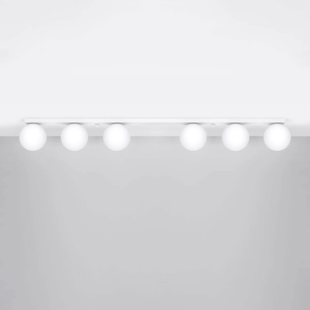 Plafonnier blanc de 120 cm avec 6 sphères — vue 3