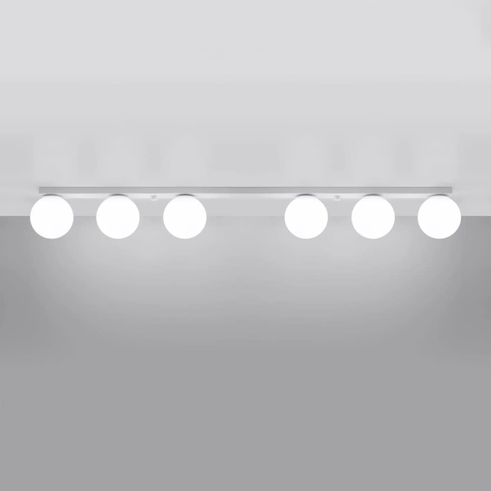 Plafonnier blanc de 120 cm avec 6 sphères — vue 4