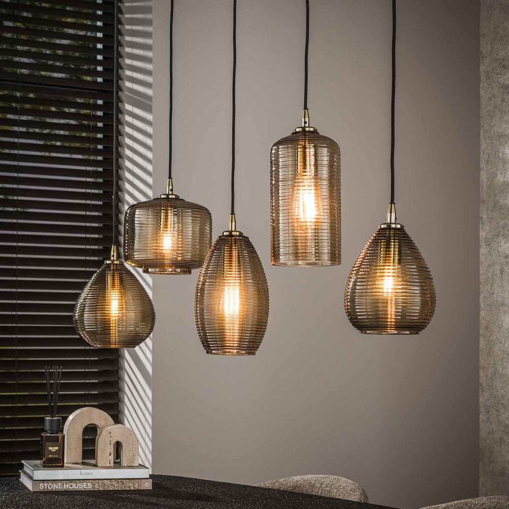 Suspension 5 lampes 126x20x150