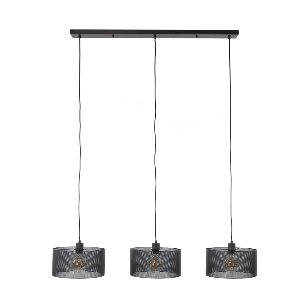 Suspension 3 lampes 120x30x150 cm en métal noir — vue 4