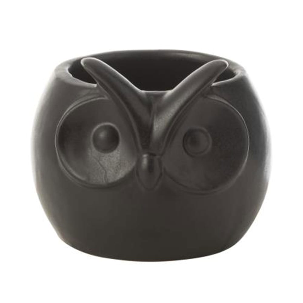 Cache-pot hibou 12x11x10,5 cm en porcelaine noire
