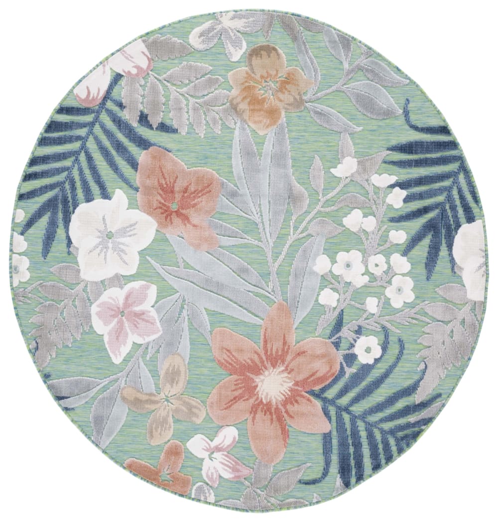 Tapis moderne en polypropylène vert/orange, 122 cm