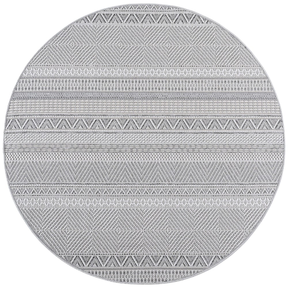 Tapis extérieur rond à motifs seams gris 120cm