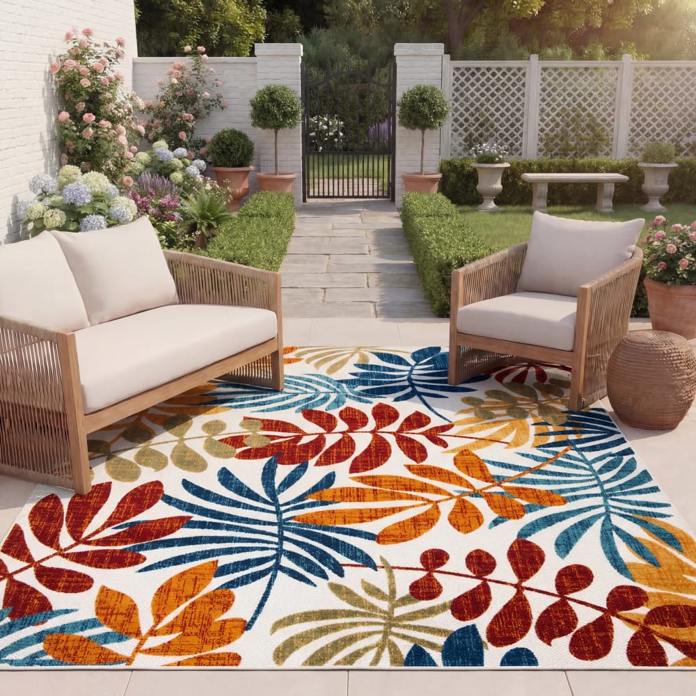 Tapis moderne en polypropylène beige/rouge, 122 x 183 cm — vue 3