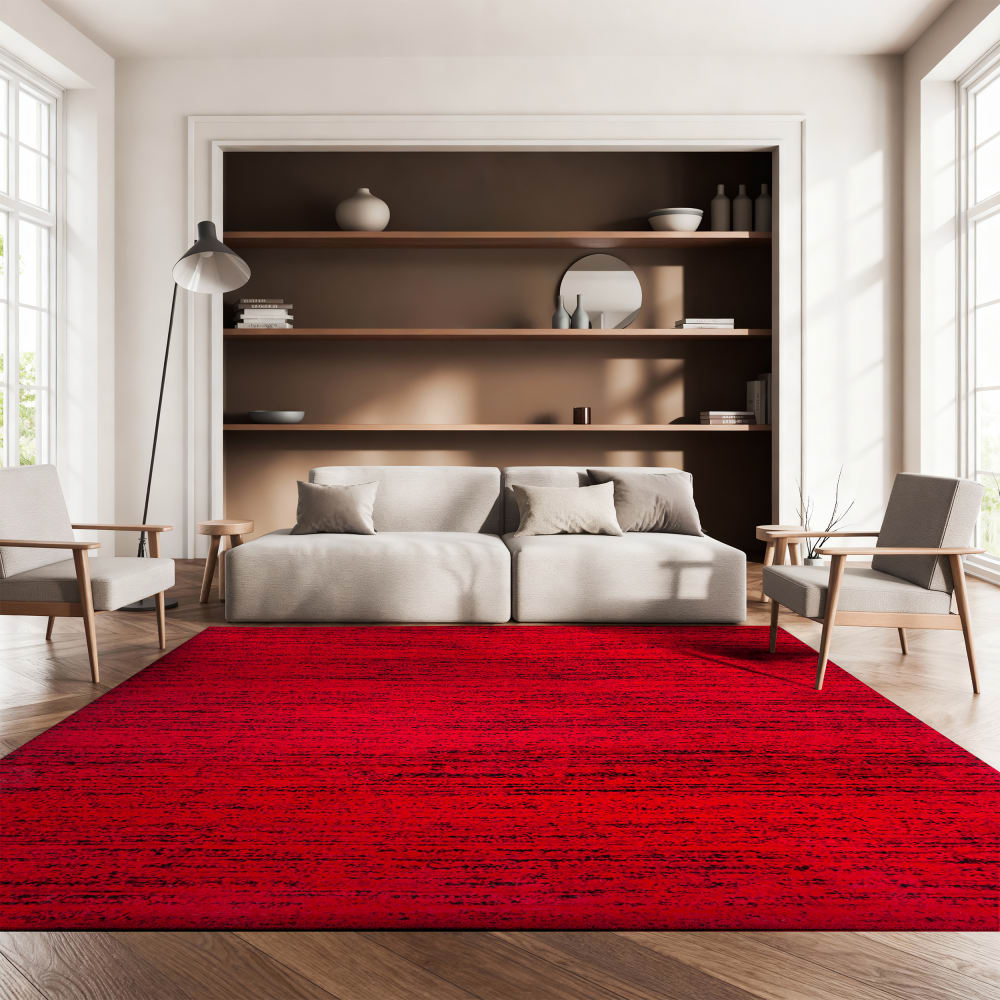 Tapis contemporain en polypropylène rouge/noir, 122 x 183 cm — vue 3
