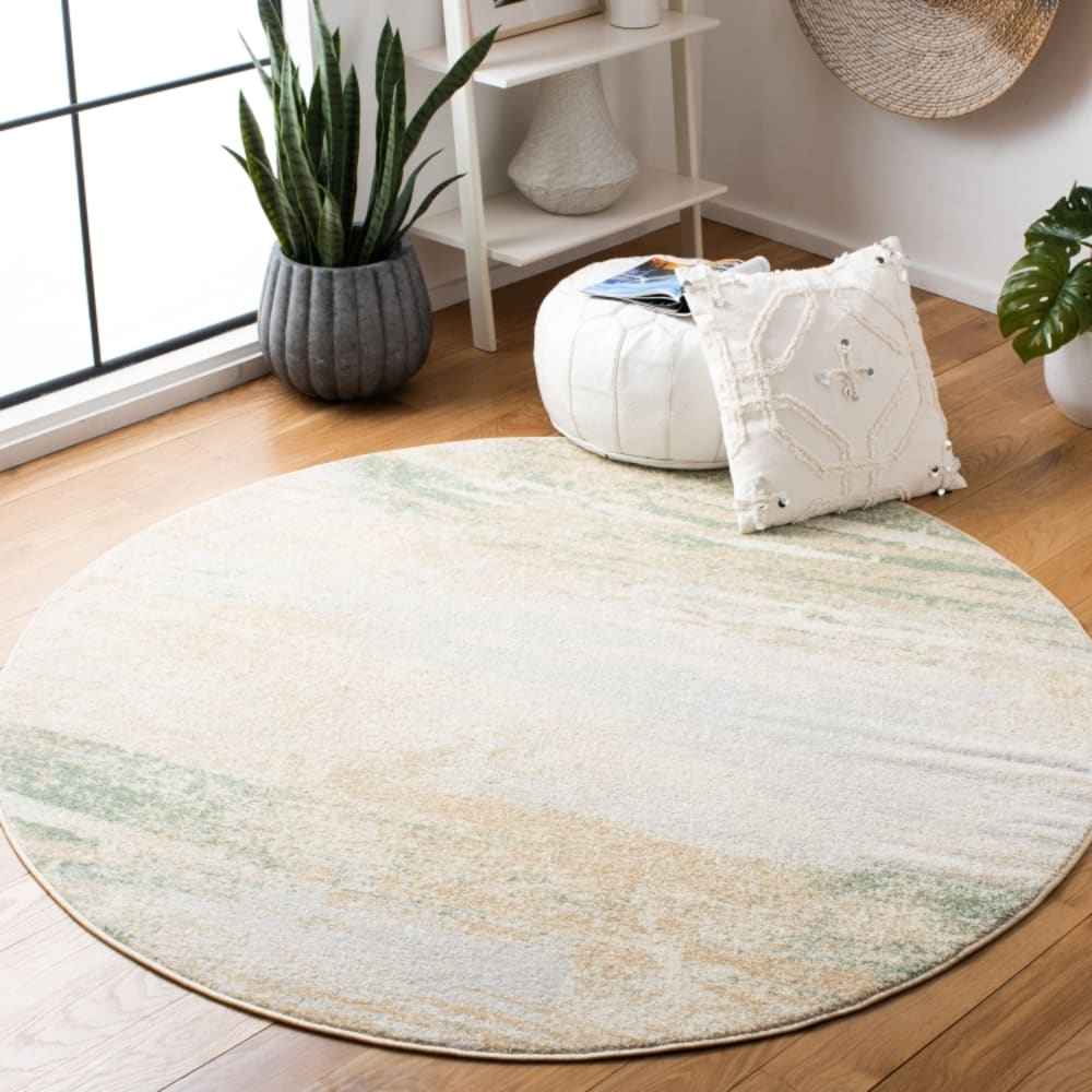 Tapis abstrait moderne en polypropylène blanc/or, 122 cm