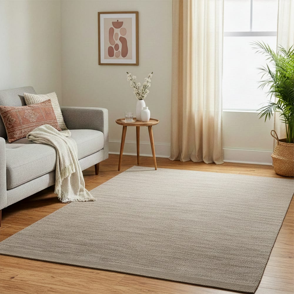 Tapis en laine naturelle taupe 120x180 cm — vue 3