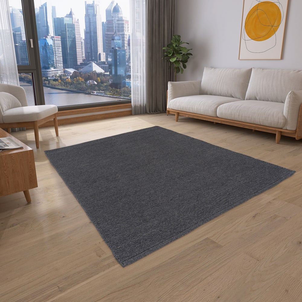 Tapis en laine naturel anthracite 120x180 cm — vue 3