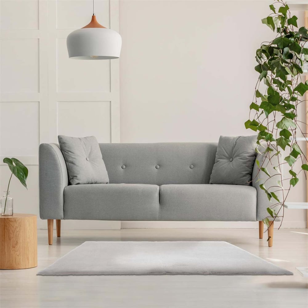Tapis 120x170cm imitation fourrure fine blanc crème — vue 3