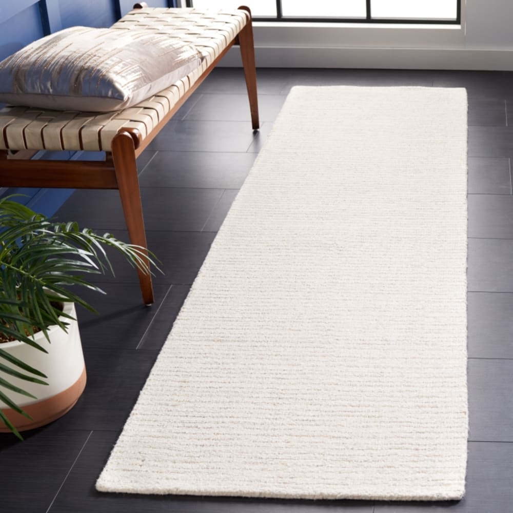 Tapis contemporain en laine blanc/beige, 69 x 122 cm — vue 3