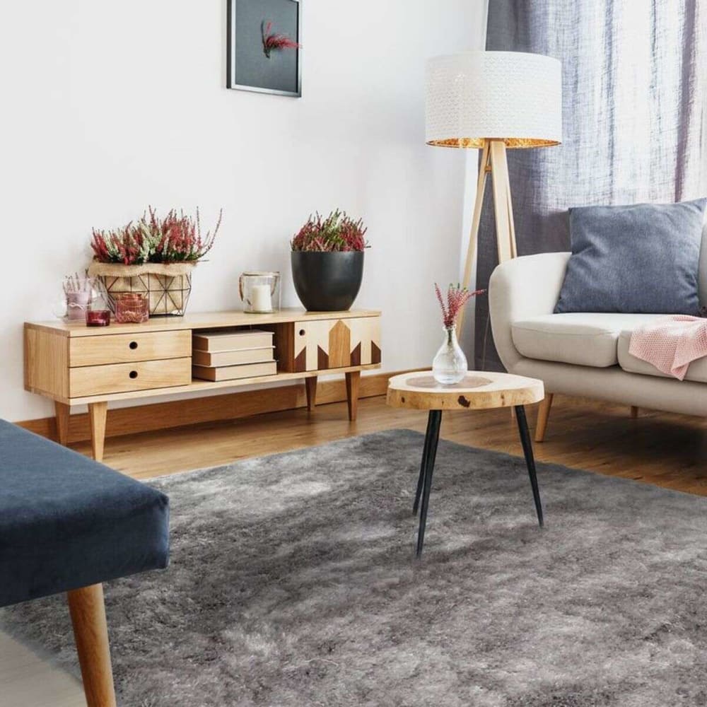 Tapis à poils longs extra-doux gris foncé 120x170 — vue 3