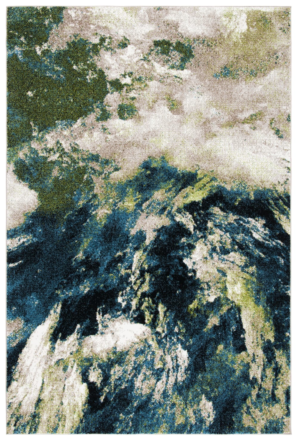 Tapis contemporain en polypropylène bleu/vert, 122 x 183 cm
