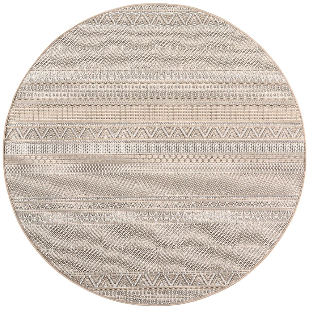 Tapis extérieur rond à motifs seams beige 120cm