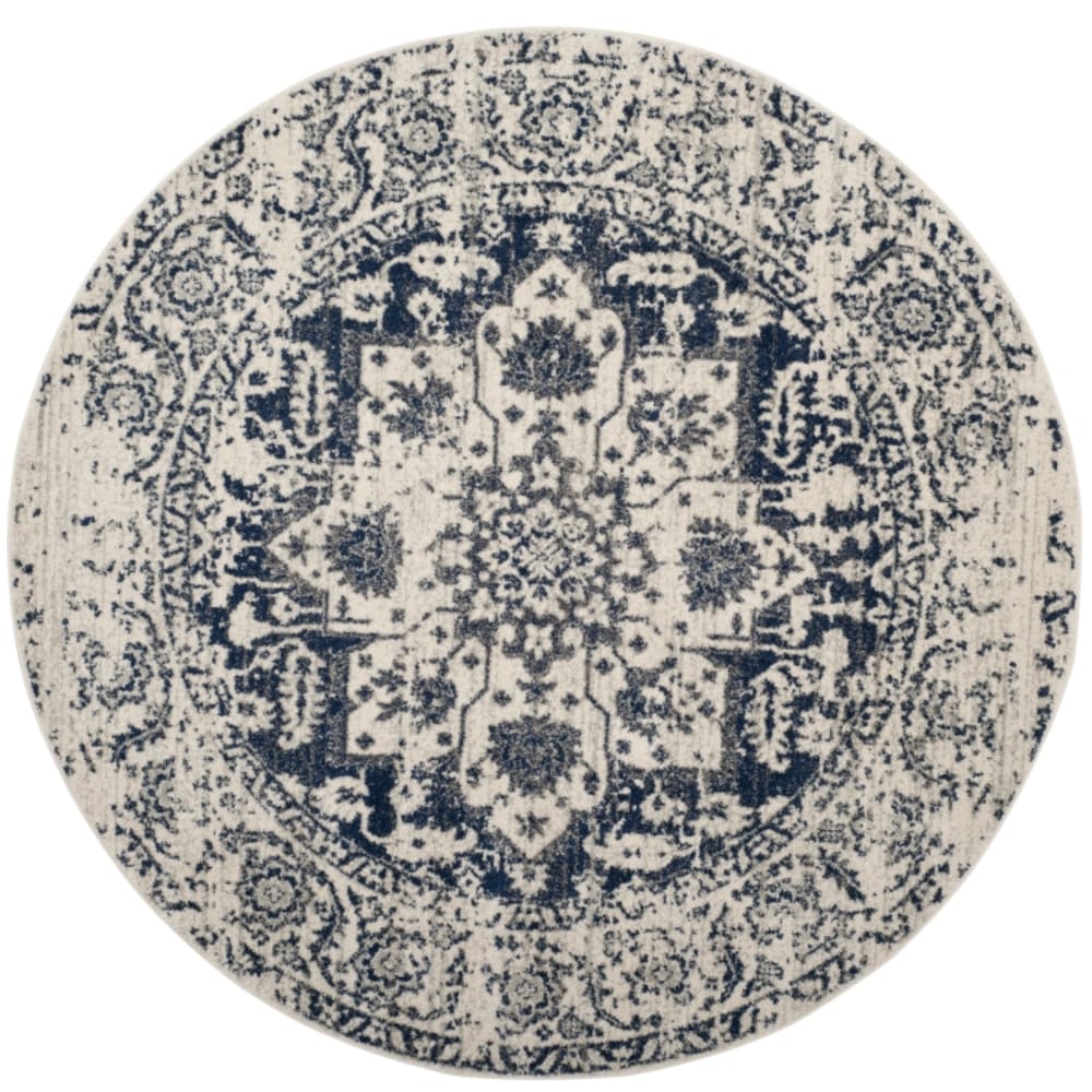 Tapis chic moderne en polypropylène beige/bleu, 122 cm