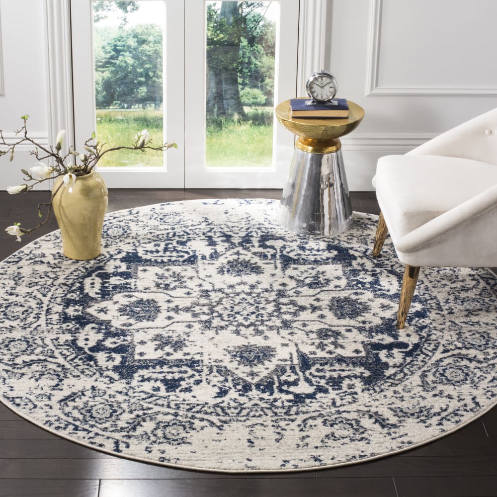 Tapis chic moderne en polypropylène beige/bleu, 122 cm — vue 3