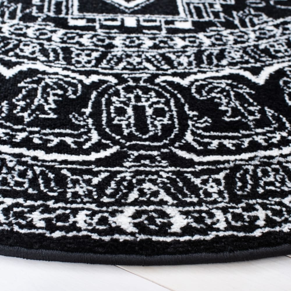 Tapis médaillon en polypropylène noir/blanc, 122 cm — vue 4