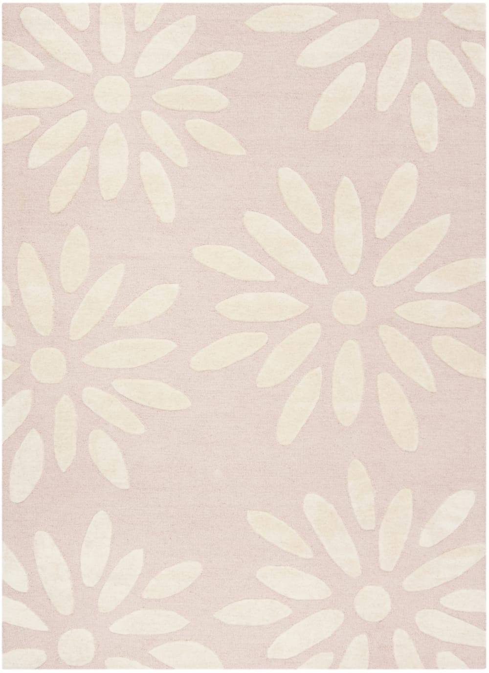Tapis à pois en laine rose/blanc, 122 x 183 cm