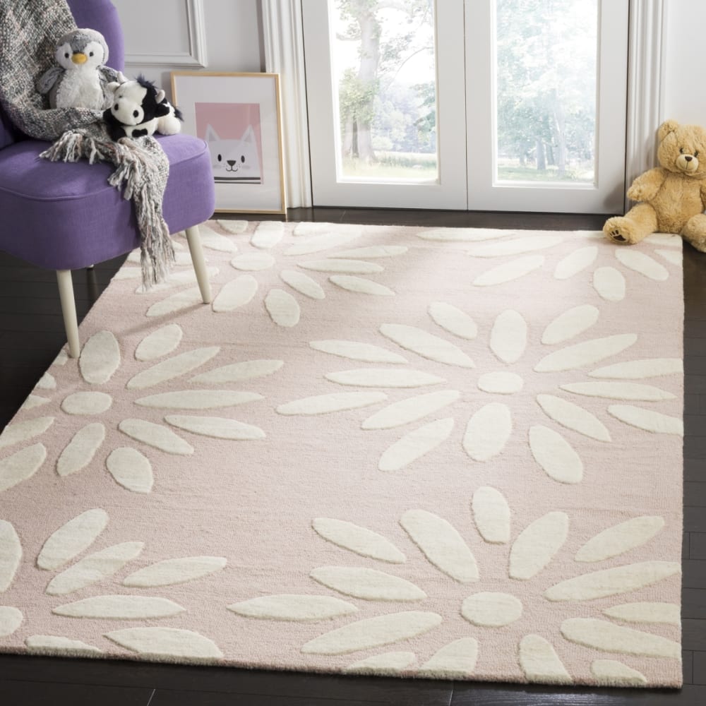 Tapis à pois en laine rose/blanc, 122 x 183 cm — vue 3