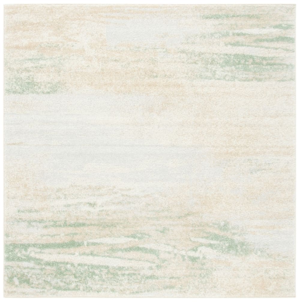 Tapis abstrait moderne en polypropylène blanc/or, 122 x 122 cm