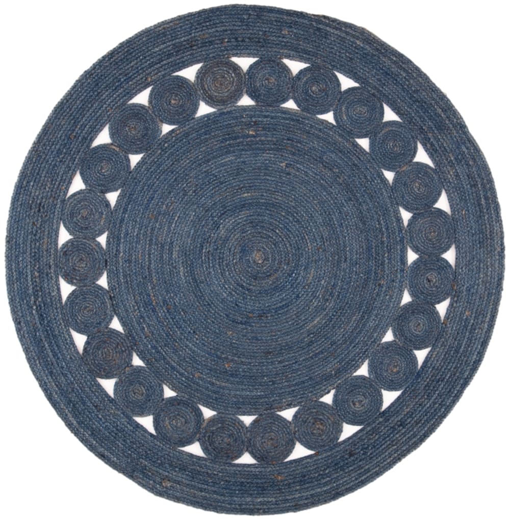Tapis contemporain en jute bleu, 122 cm