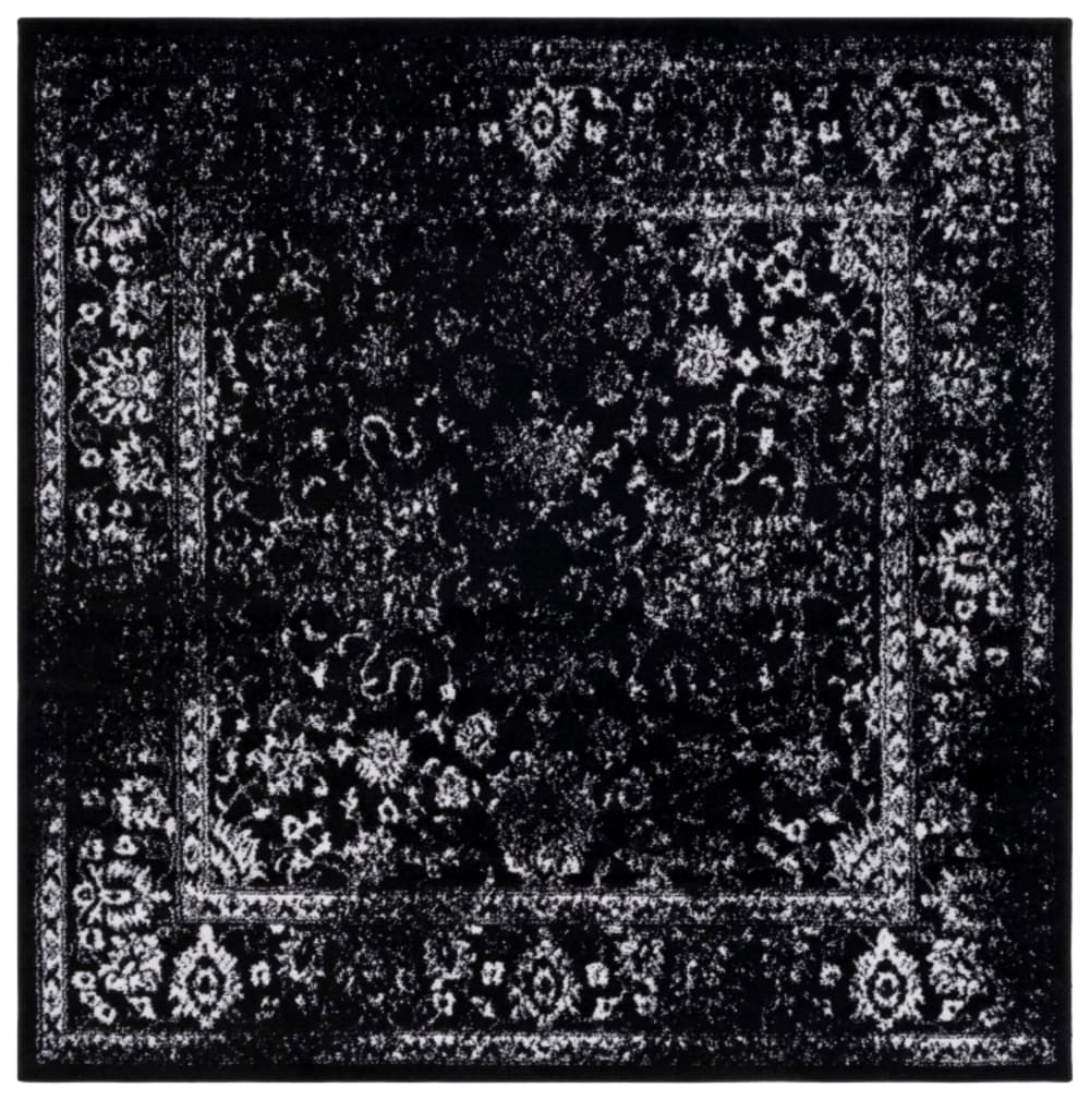 Distressed Vintage Polypropylen-Teppich in Schwarz/Weiß, 122 x