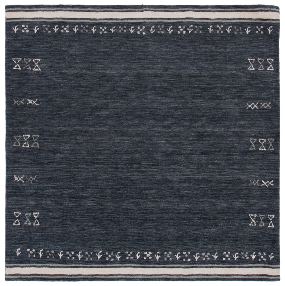 Tapis contemporain en laine gris, 122 x 122 cm