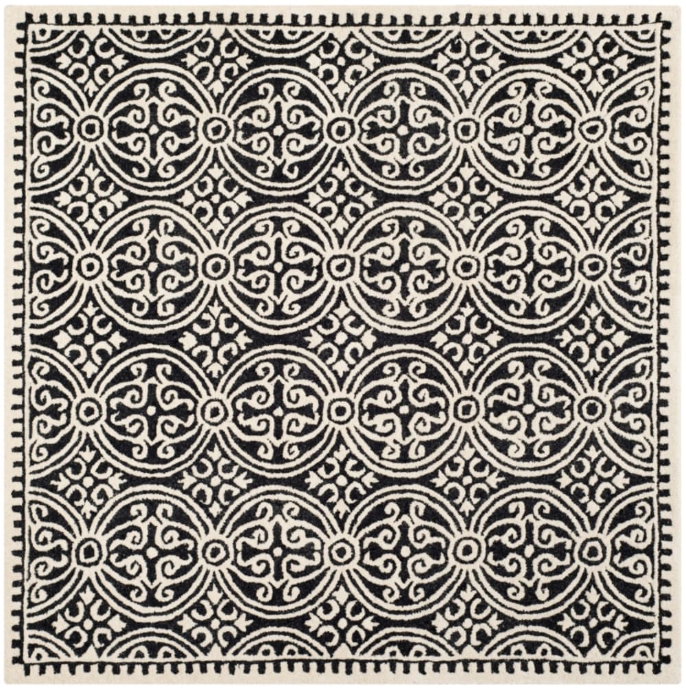 Safavieh Medaillon Wolle-Teppich in Schwarz/Weiß, 122 x 122 cm style classic chic Schwarz Wolle