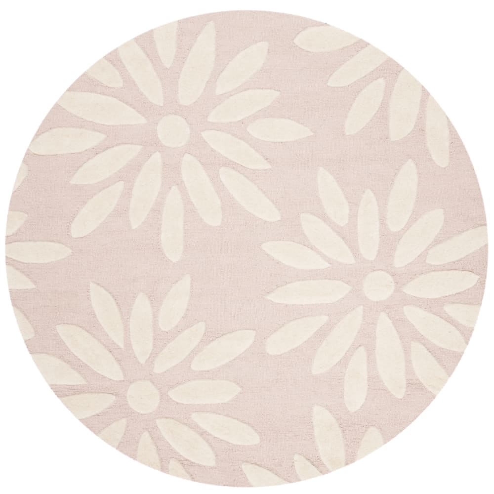 Tapis à pois en laine rose/blanc, 122 cm