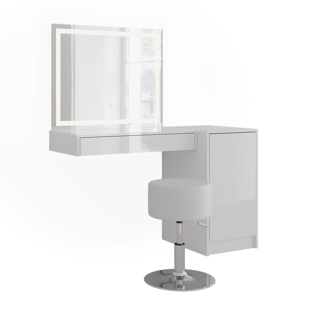 Coiffeuse 4 parties blanc/blanc haute brillance 80x77cm Coiffeuse 4 parties blanc/blanc haute brillance 80x77cm