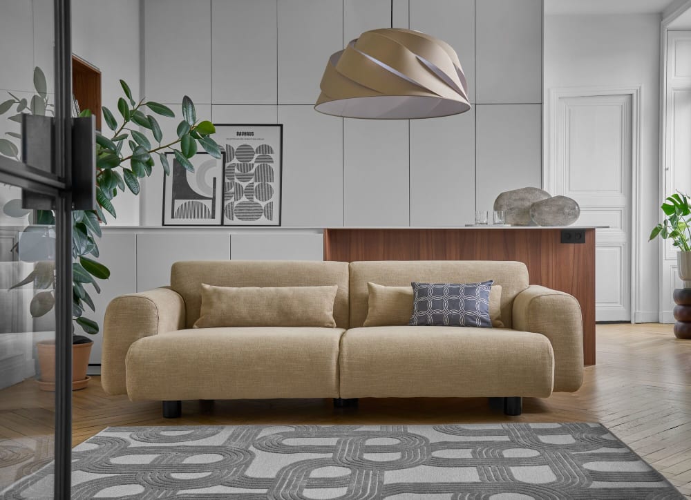 Tapis en polyester recyclé beige et gris 160 x 230 cm — vue 3