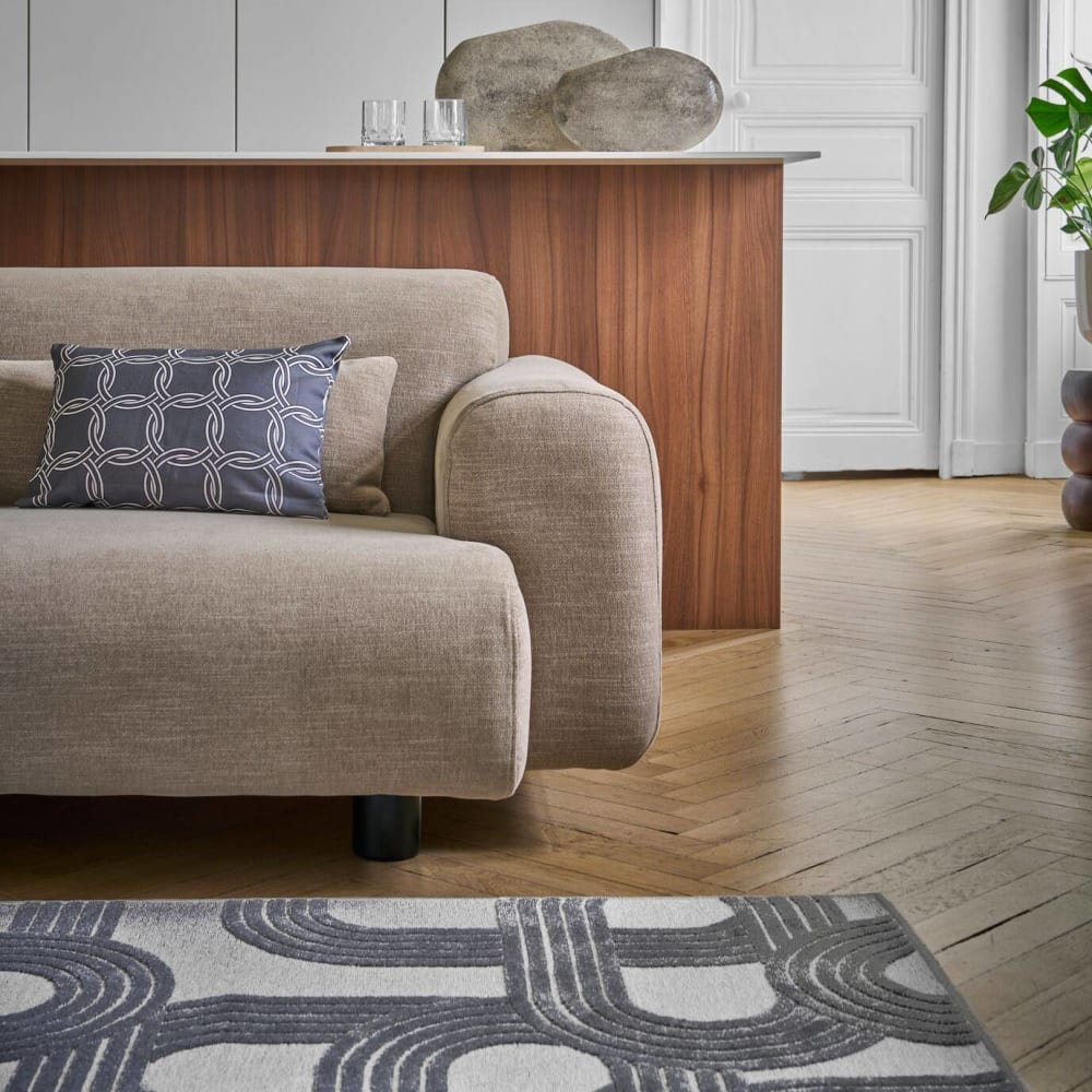 Tapis en polyester recyclé beige et gris 160 x 230 cm — vue 4