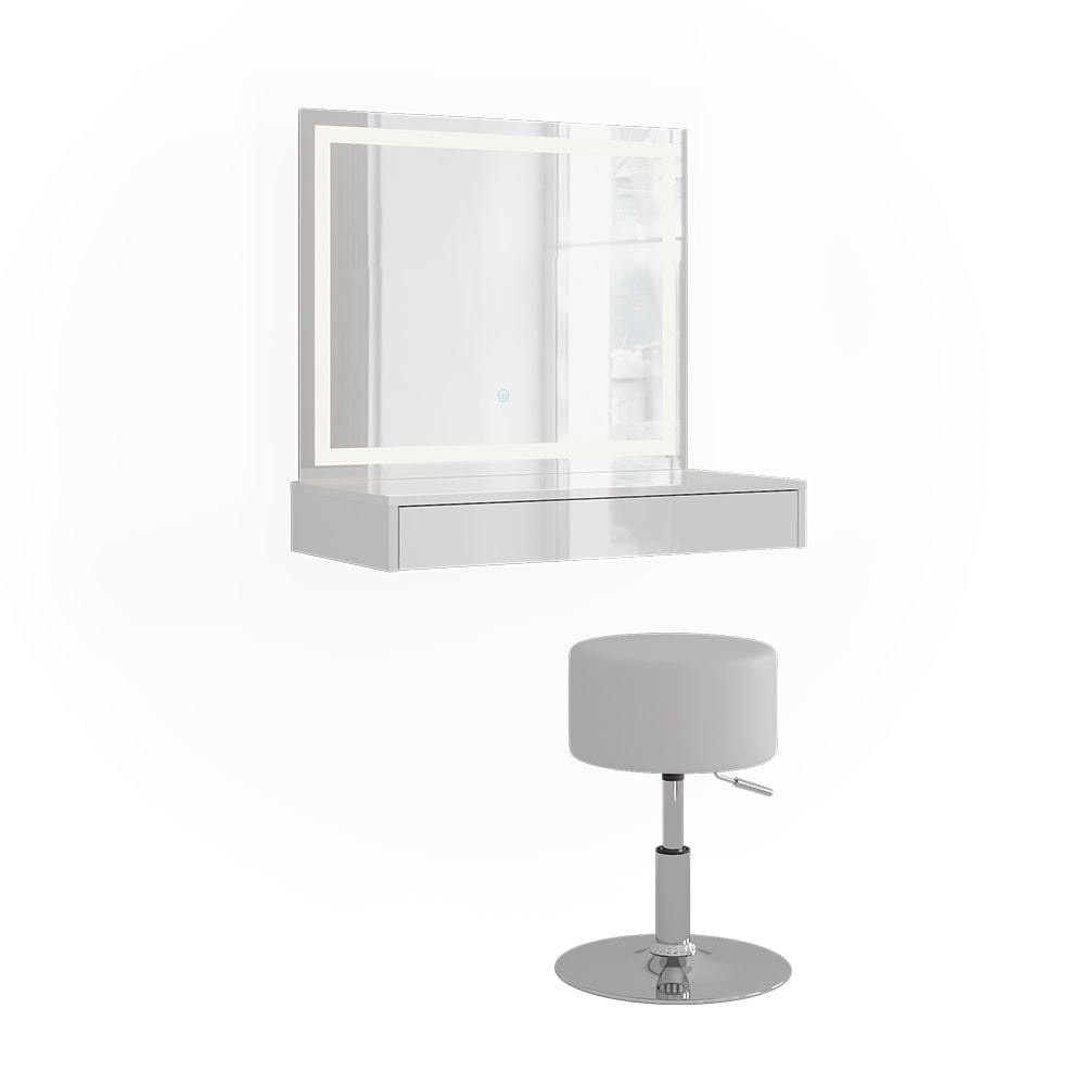 Coiffeuse 3 parties blanc/blanc haute brillance 80x77cm Coiffeuse 3 parties blanc/blanc haute brillance 80x77cm