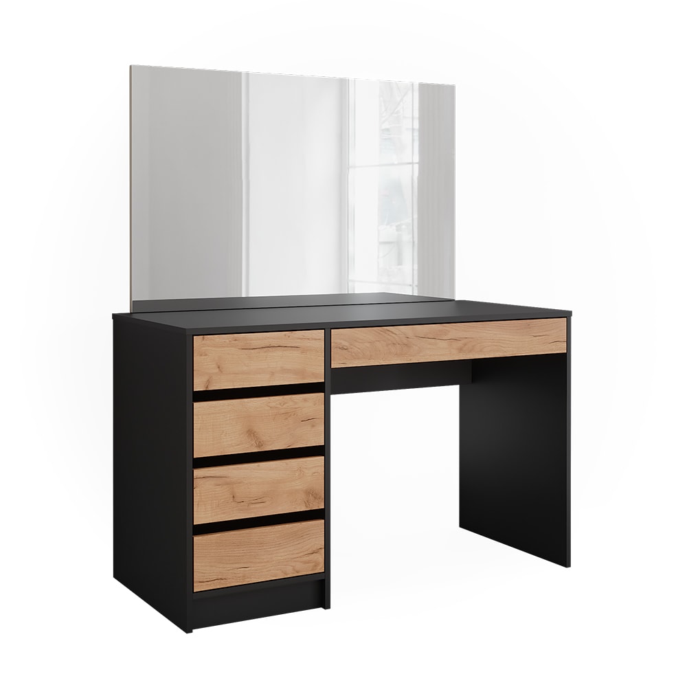 Coiffeuse avec miroir Anthracite/chêne doré 120x75cm