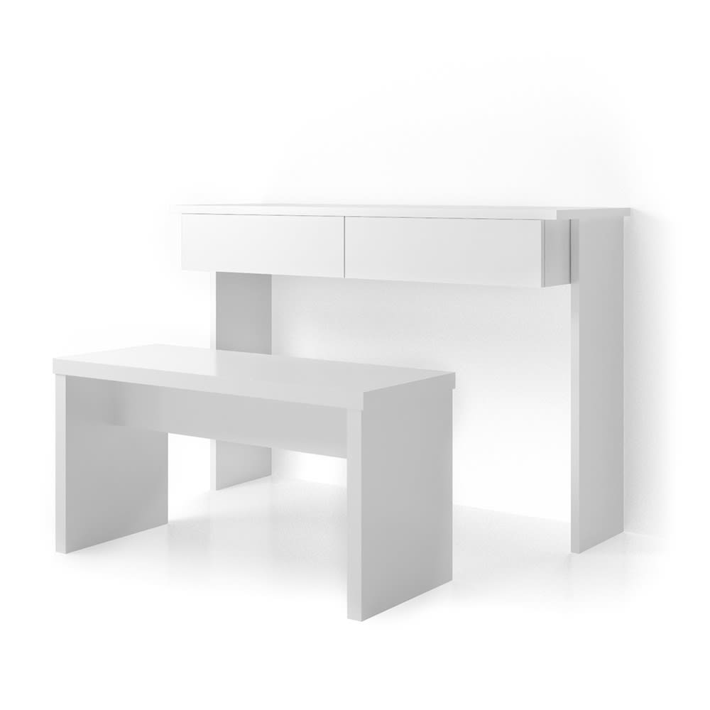 Coiffeuse sans miroir, avec banc, Blanc 120 x 83cm