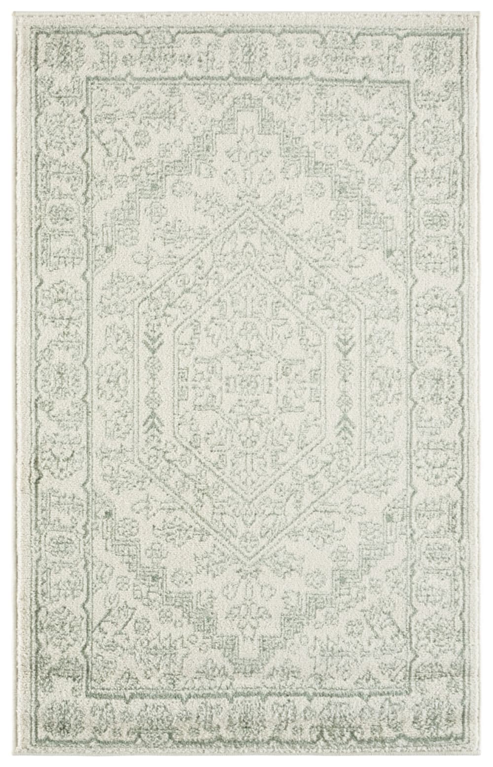 Tapis médaillon en polypropylène vert/blanc, 122 x 183 cm