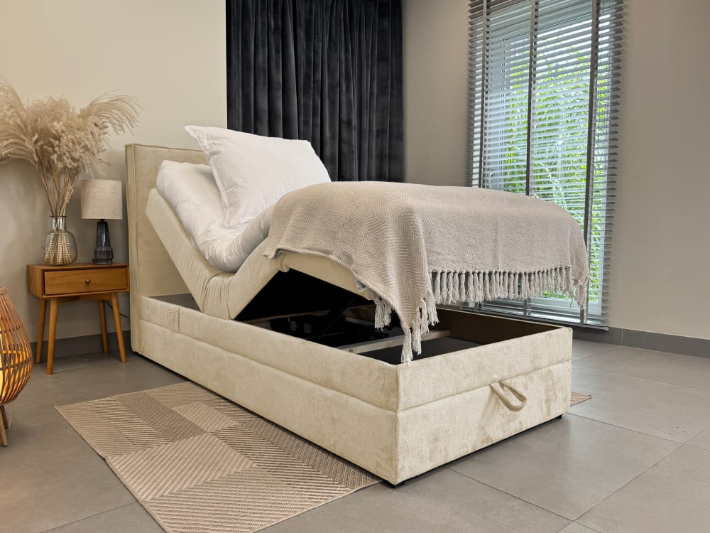 Lit adulte 120x200 ensemble relaxation électrique beige - Maisons du Monde
