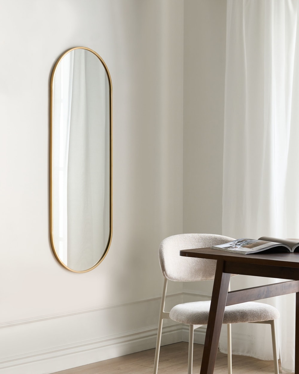 Miroir en métal doré 122x46