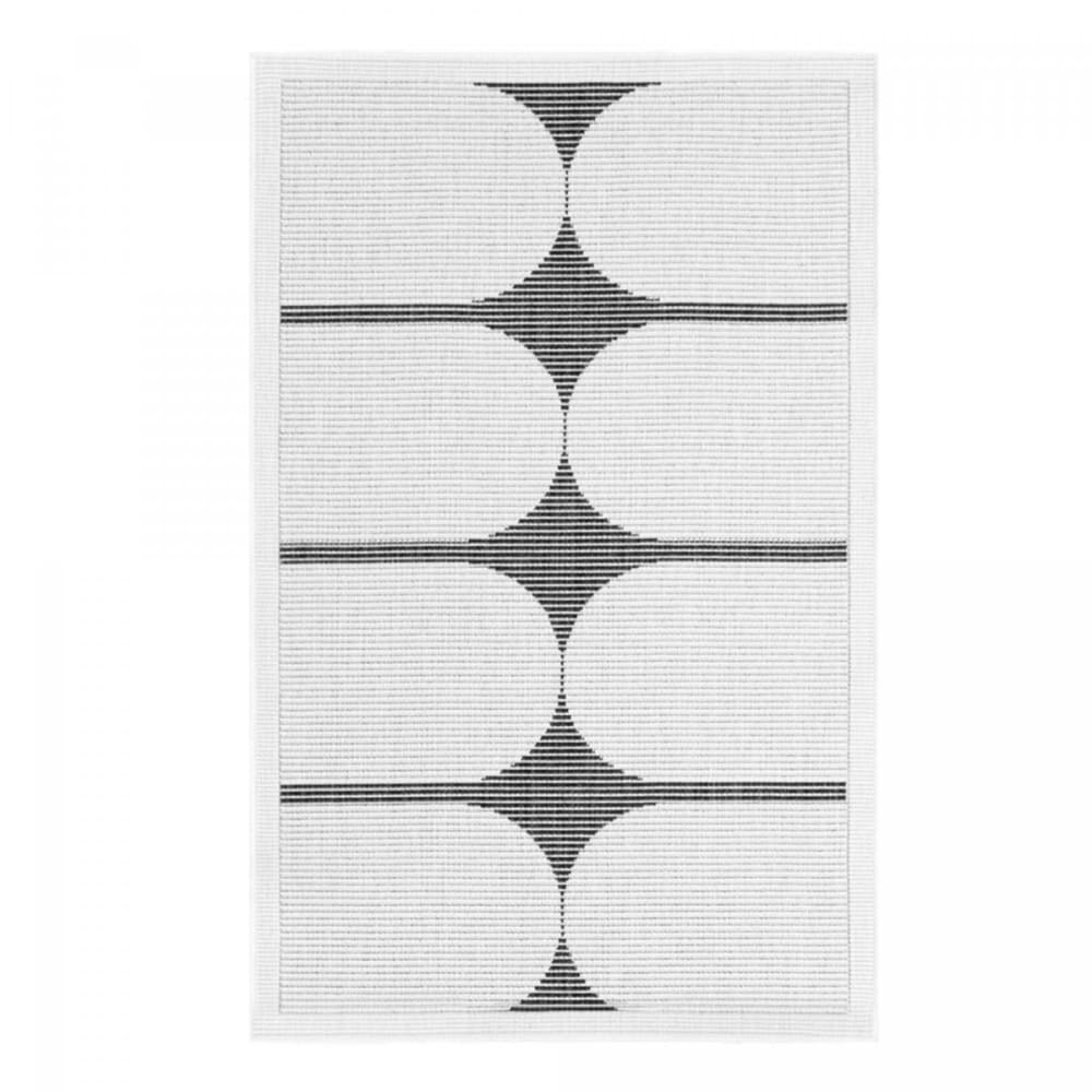 Tapis exterieur 120x170cm Blanc, noir Géométrique