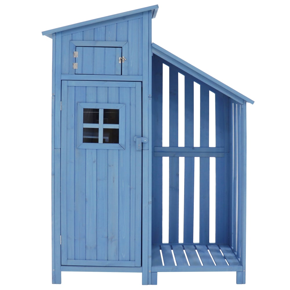 Armoire de jardin extérieur en bois bleu 124x46x174cm