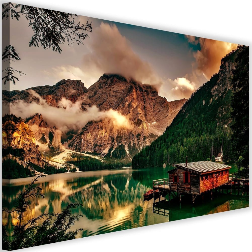 Tableau chalet lac alpin
