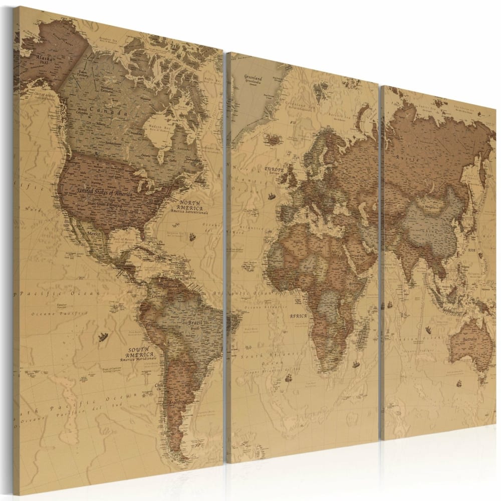 Tableau carte du monde élégante 120 x 80 cm